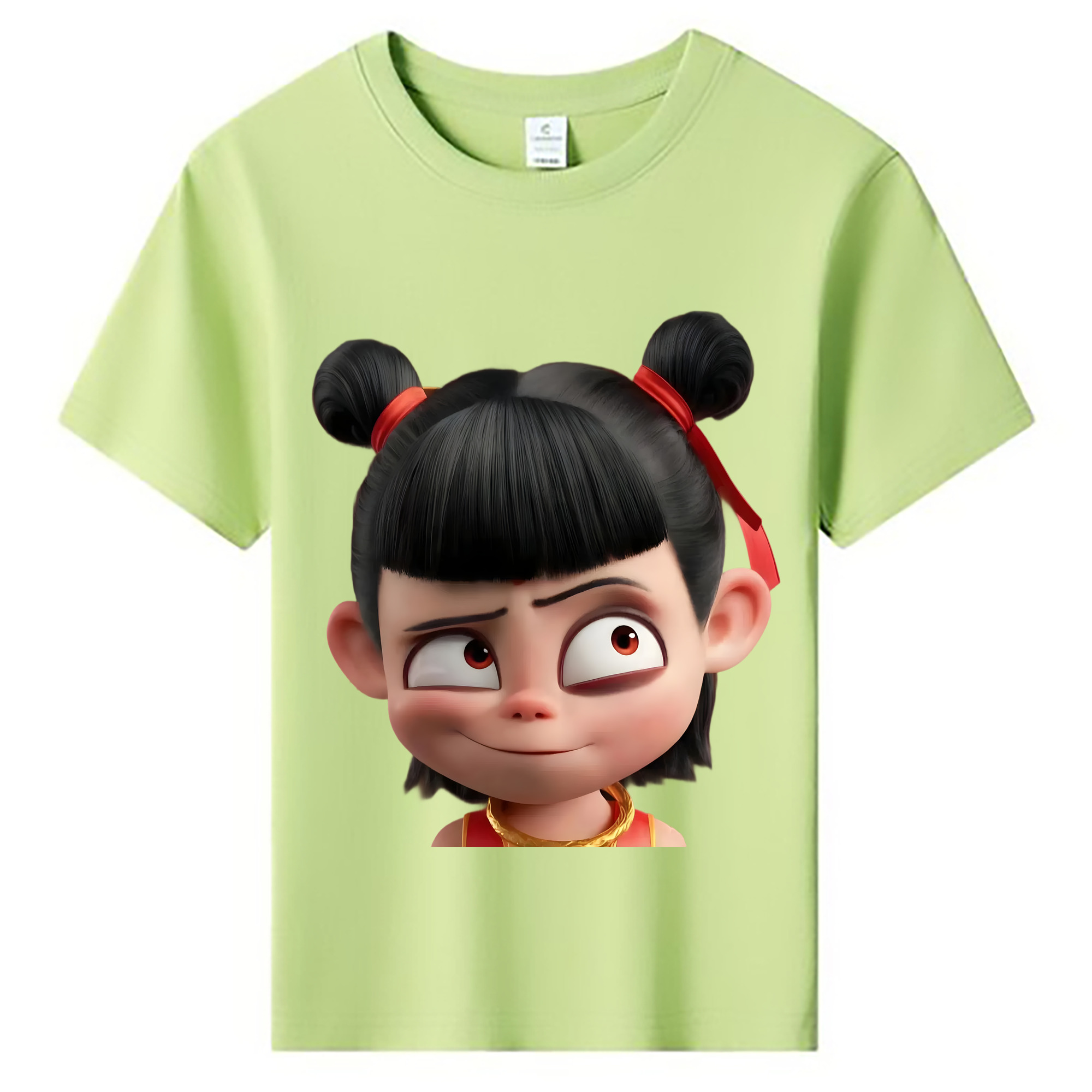 （画像用） Ne Zha 2 ナタ 魔童の大暴れ 綿100％キッズTシャツ（フロントプリント）